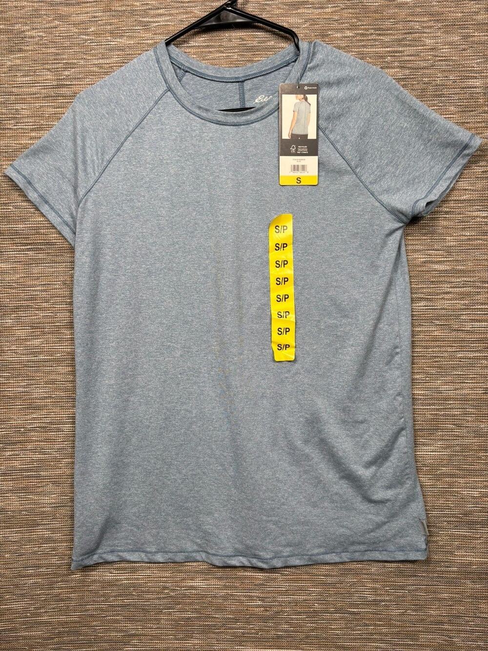 Eddie Bauer Shirt Womens Small Blue Active Short Sleeve Raglan Athletic Top